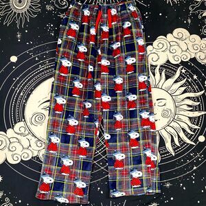Peanuts Pajama Pant Men's S Red Snoopy Fleece Cozy Winter Sleepwear